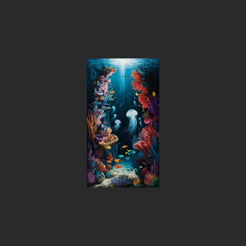 Vibrant Underwater Coral Reef Scene with Tropical Fish and Jellyfish Baseball Cap