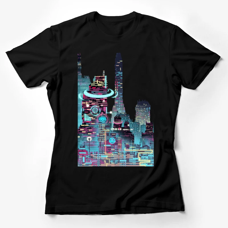 Futuristische Neon-Stadtansicht Damen T-Shirt