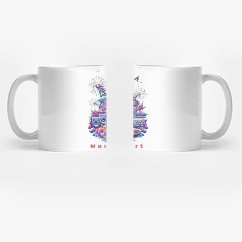 Neon Retro DJ Music Party Illustration Coffee Mug