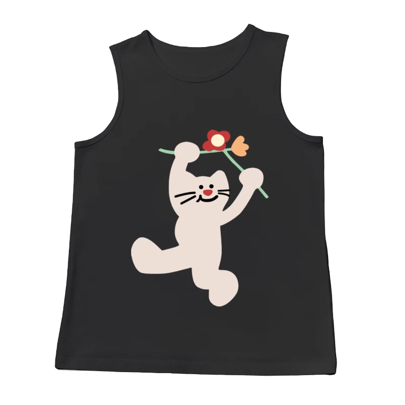 Fröhliche Katze mit Blumen Herren Tanktops