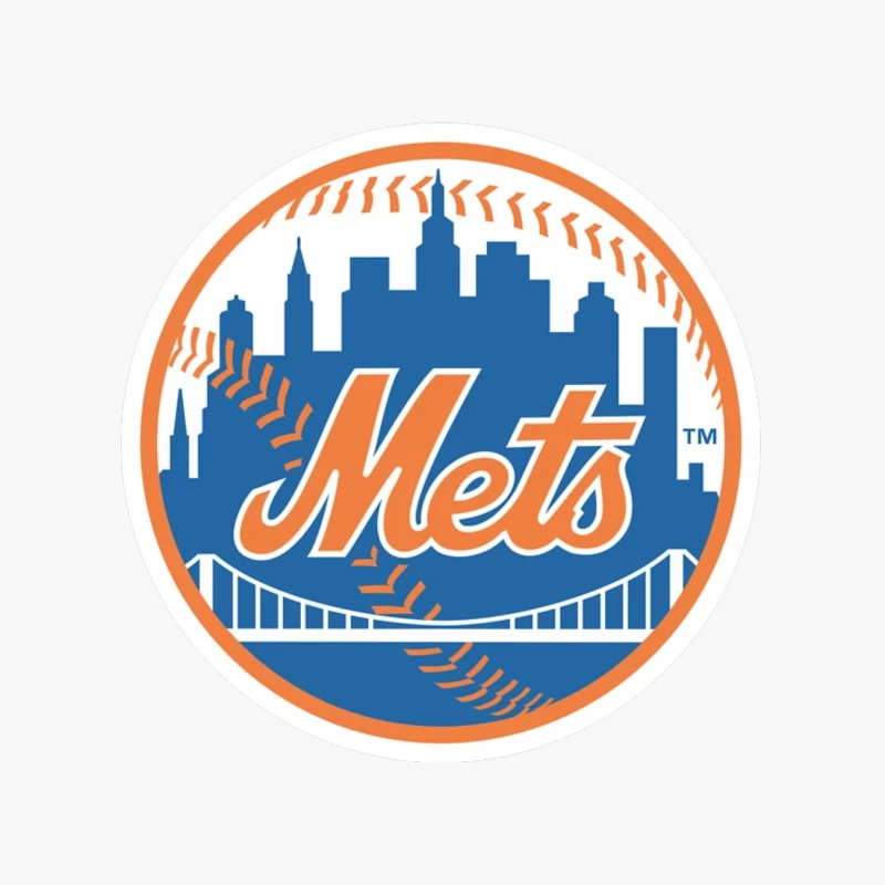 New York Mets MLB Baseball Team Logo with City Skyline Cotton Tote Bag