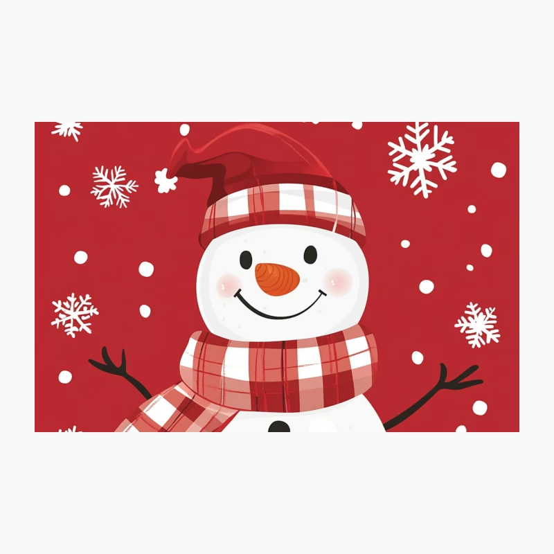 Cheerful Snowman on Red Christmas Background Travel Mug
