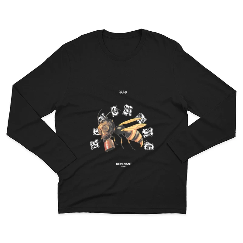 Gasmaske-Wespe Illustration Herren Langarm T-Shirt