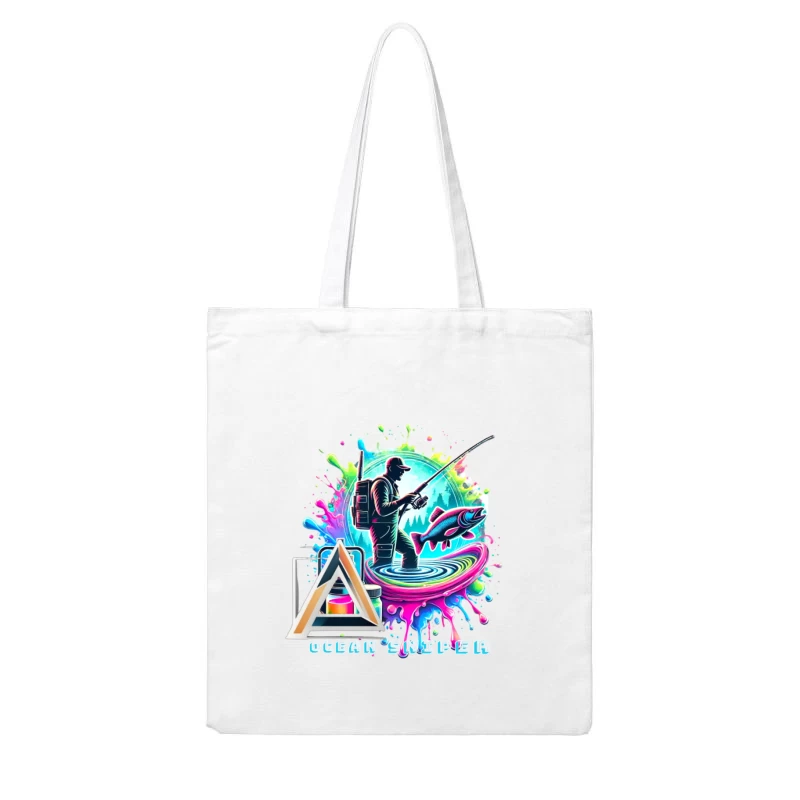 Vibrant Ocean Sport Fisher Abstract Art Design Cotton Tote Bag