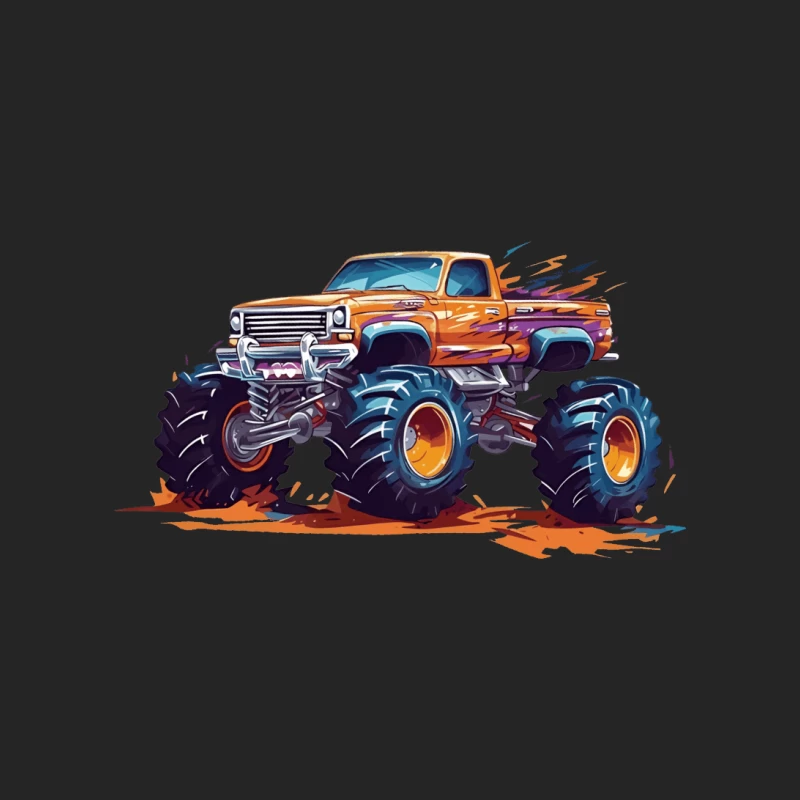 Orange Monster Truck Illustration Herren Pullover Sweatshirt