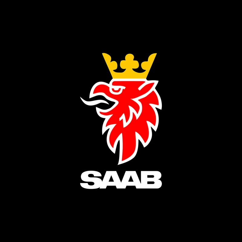 Saab Automotive Red Griffin Logo with Crown Throw Pillow