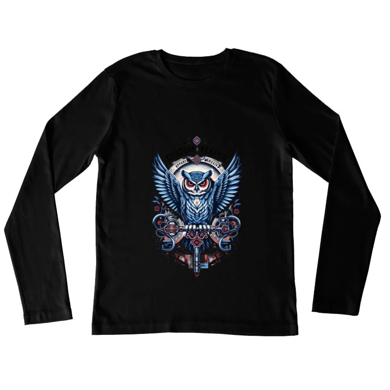 Gardien de la Sagesse: Hibou avec Clé Femme Manches Longues T-Shirt