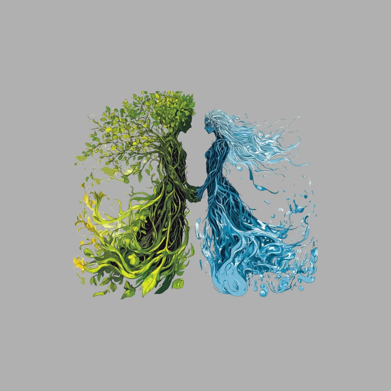 Elemental Harmony: Water and Earth Spirits Unite Male Tank Top