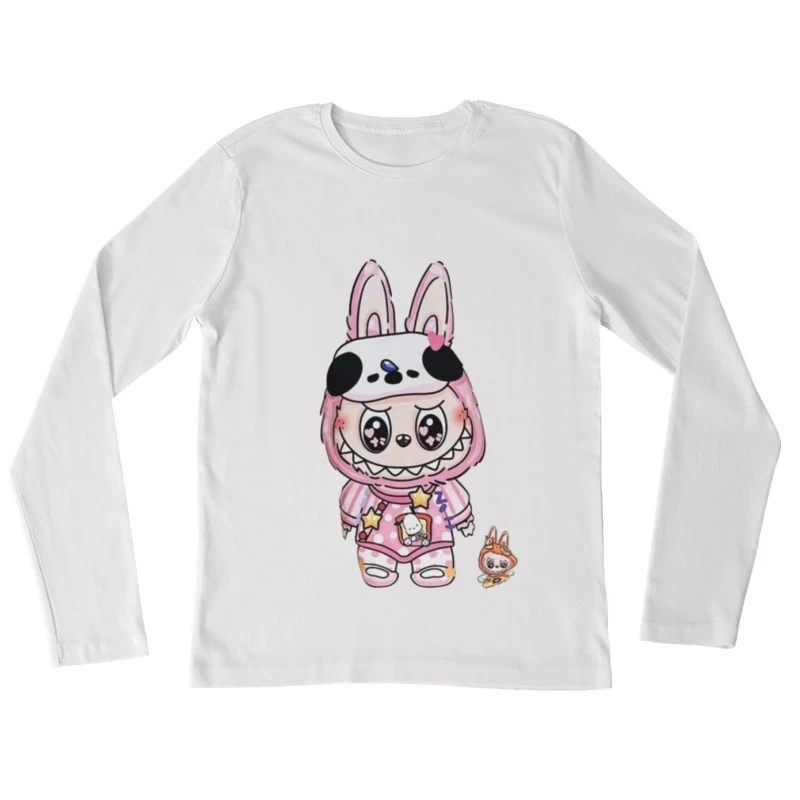 Niedlicher Hase mit Charaktermaske Damen Langarm T-Shirt