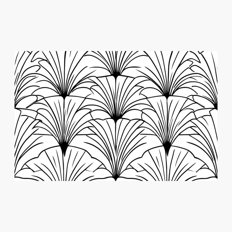 Art Deco Fan-Shaped Geometric Pattern in Black and White Travel Mug