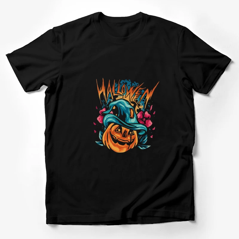 Kürbis mit Hexenhut zu Halloween Herren T-Shirt