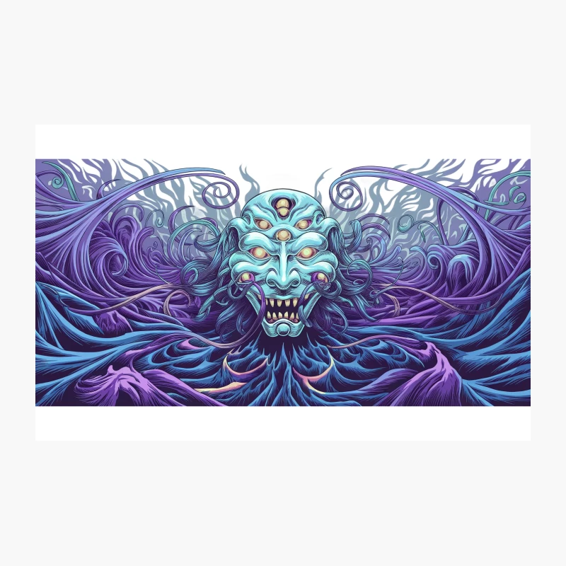 Psychedelic Demon: A Surreal Multi-Eyed Fantasy Creature Travel Mug