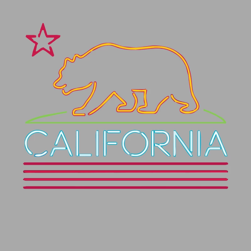 Neon Sign California Republic Flag Bear Female Pullover Hoodie