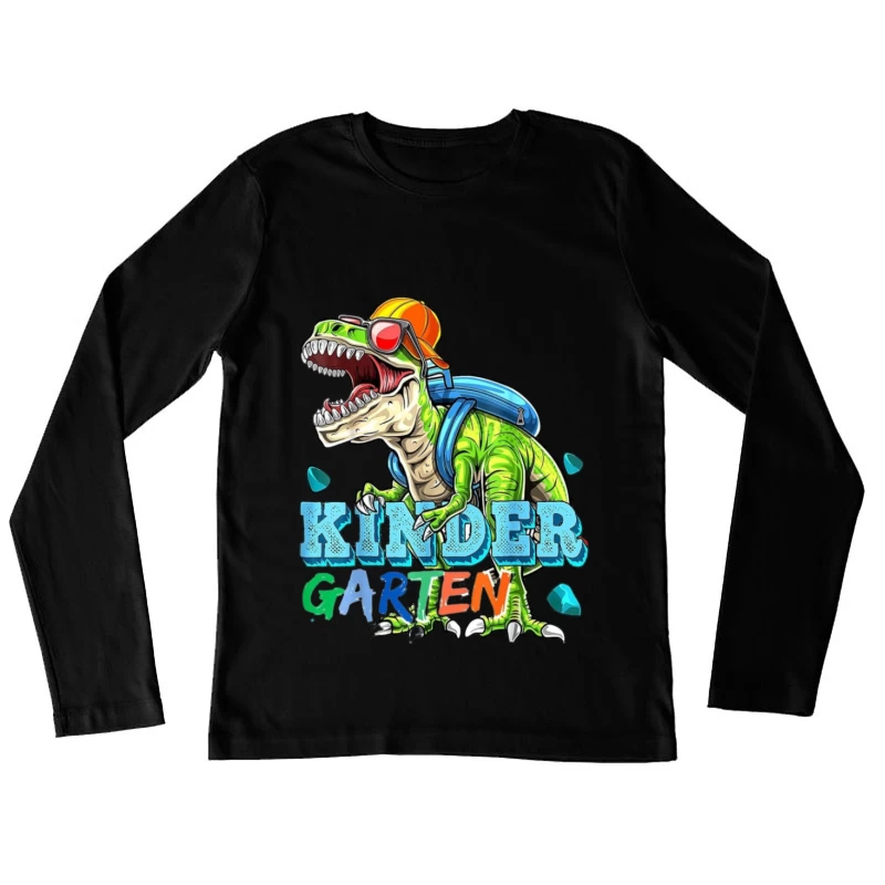 Dinosaurier mit Rucksack im Kindergarten Damen Langarm T-Shirt