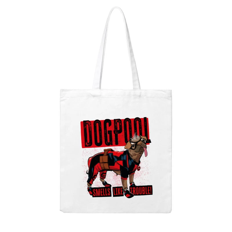 Funny "Dogpool" Pug Superhero Comic Style T-Shirt Design Cotton Tote Bag