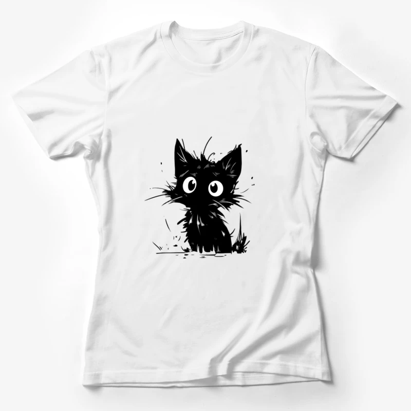 Illustration de chat noir ludique Femme T-Shirt