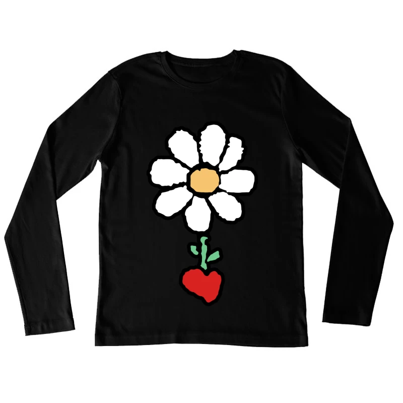Blume mit Herz Damen Langarm T-Shirt