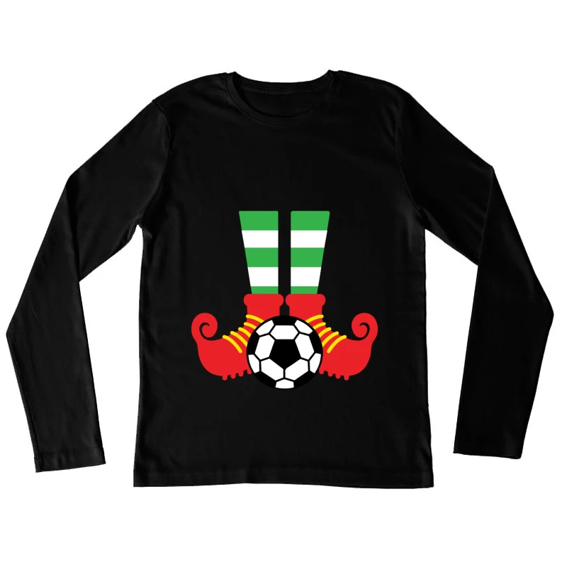 Chaussures d'elfe avec ballon de football Femme Manches Longues T-Shirt
