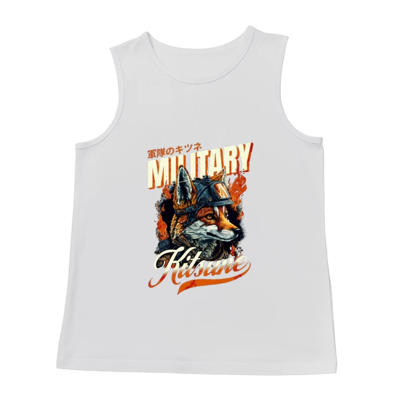 Military Fox: Japanese Vintage Style Helmet Design Male Tank Top