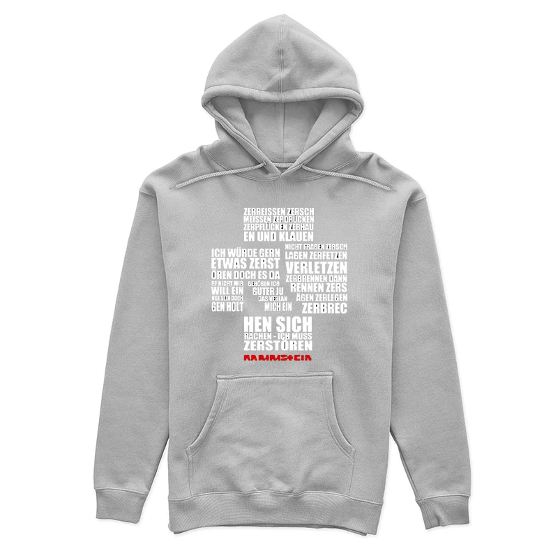 Rammstein Typography Art with German Text on White Background Female Pullover Hoodie