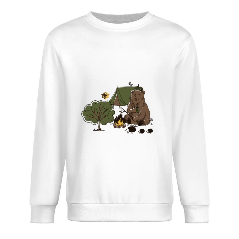 Gemütlicher Bär am Lagerfeuer Herren Pullover Sweatshirt