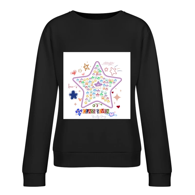 Buntes Stern-Collage-Design Damen Pullover Sweatshirt