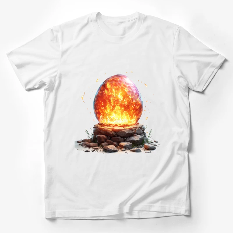 Mystical Fire Orb on Ancient Stone Altar Male T-Shirt