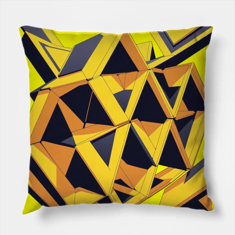 Abstract Geometric Shapes in Yellow and Black Throw Pillow
