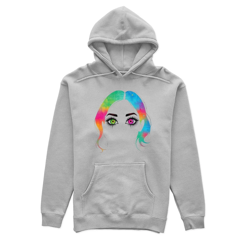 Artistic Rainbow Portrait with Heterochromatic Eyes Female Pullover Hoodie