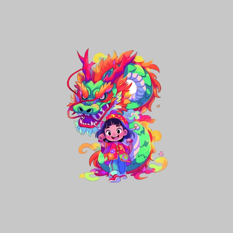 Fröhliches Kind mit farbenfrohem Drachen Damen Langarm T-Shirt