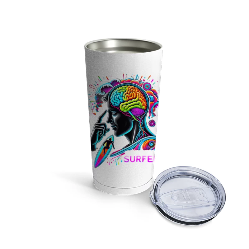 Psychedelic Surfer Brain Wave Art Travel Mug