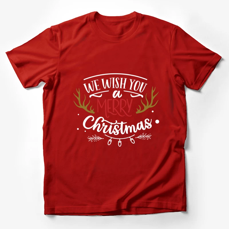 Vœux de Noël joyeux avec bois de cerf Homme T-Shirt