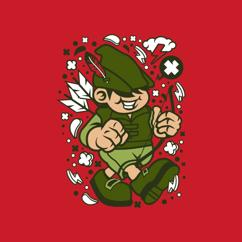 Personnage ludique en tenue verte Homme Sweat à capuche