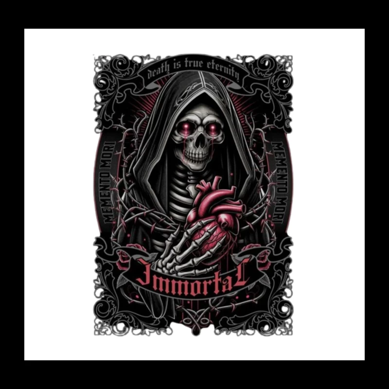 Gothic Immortal Reaper with Anatomical Heart Throw Pillow