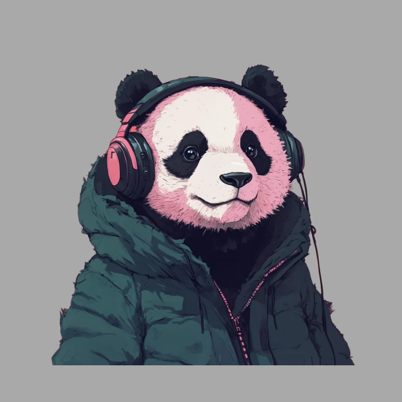 Cool Panda Listening to Music in Cozy Jacket Female Pullover Hoodie