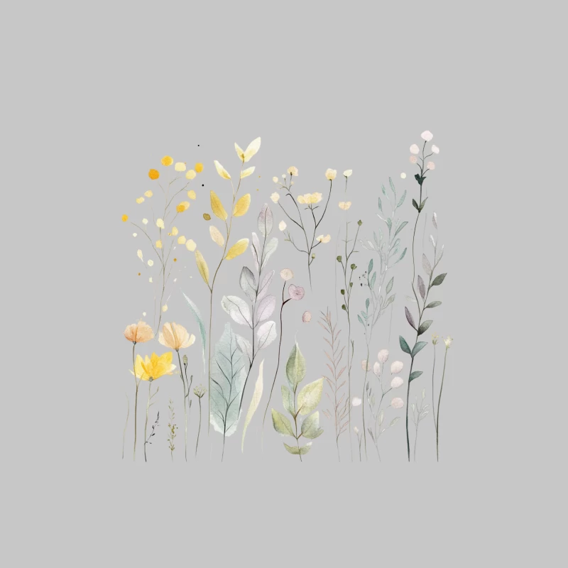 Delicate Watercolor Botanical Wildflower Illustration Female Long Sleeve T-Shirt