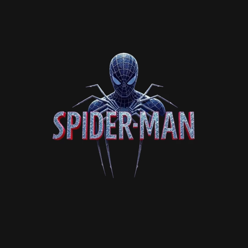 Spider-Man Black Suit Logo with Classic Text Design Tapestry