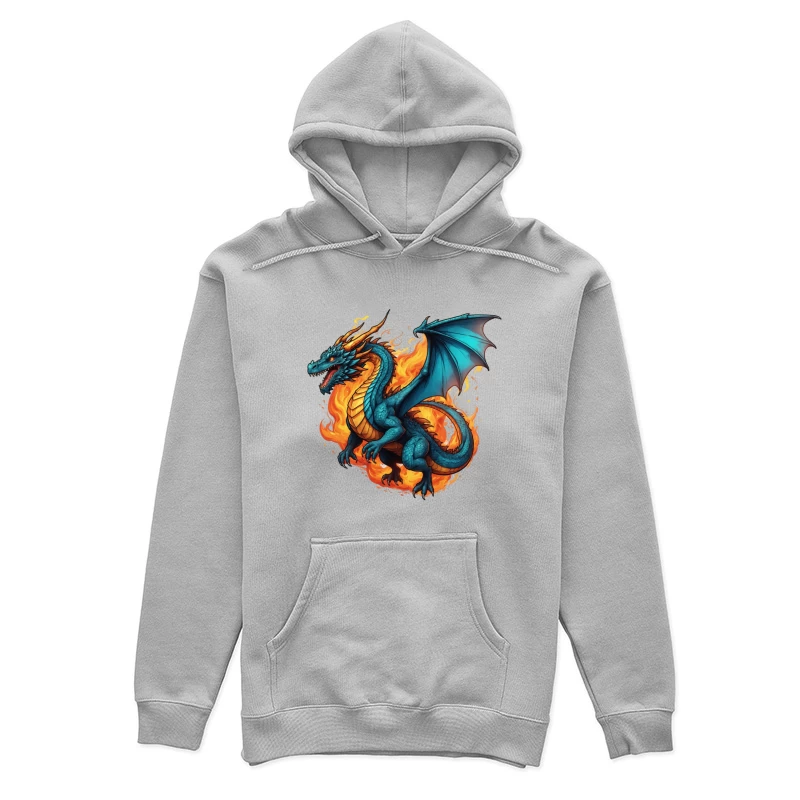 Blue Dragon in Flames Female Pullover Hoodie