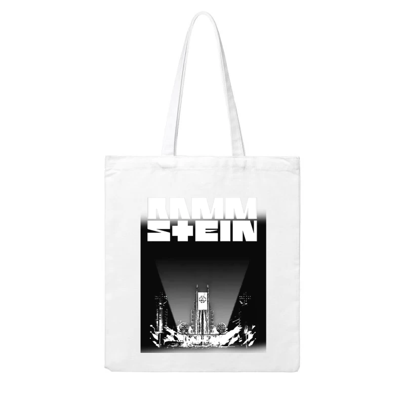 Rammstein Industrial Metal Concert Stage Design in Black and White Cotton Tote Bag