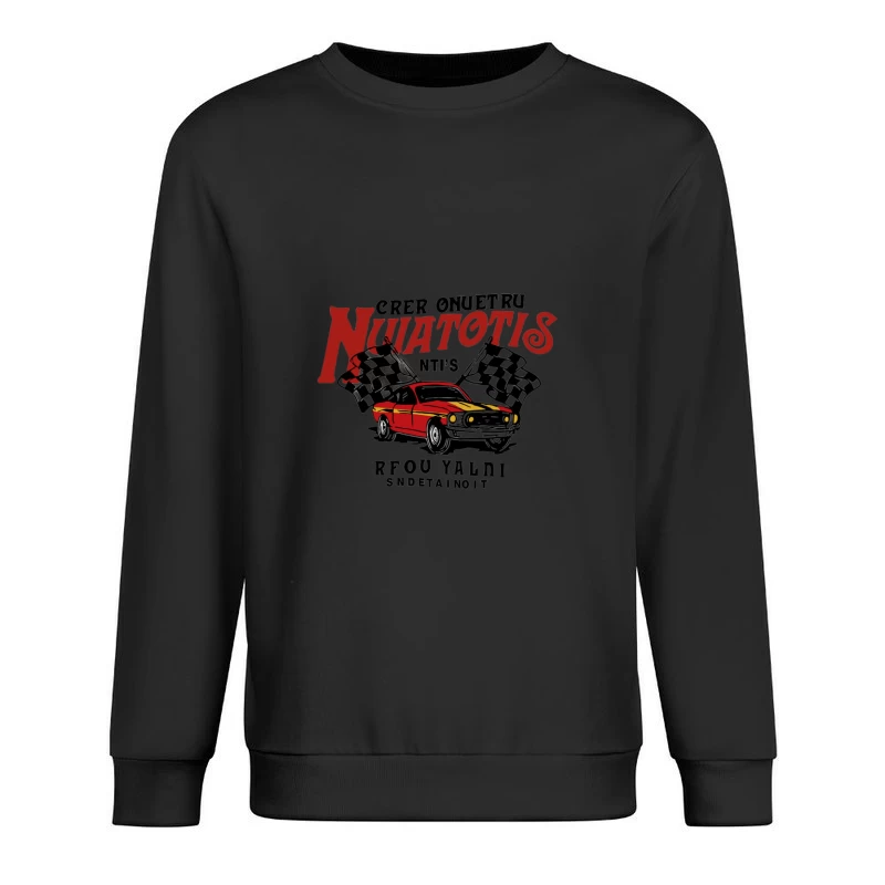 Klassisches Auto mit Rennflaggen Herren Pullover Sweatshirt