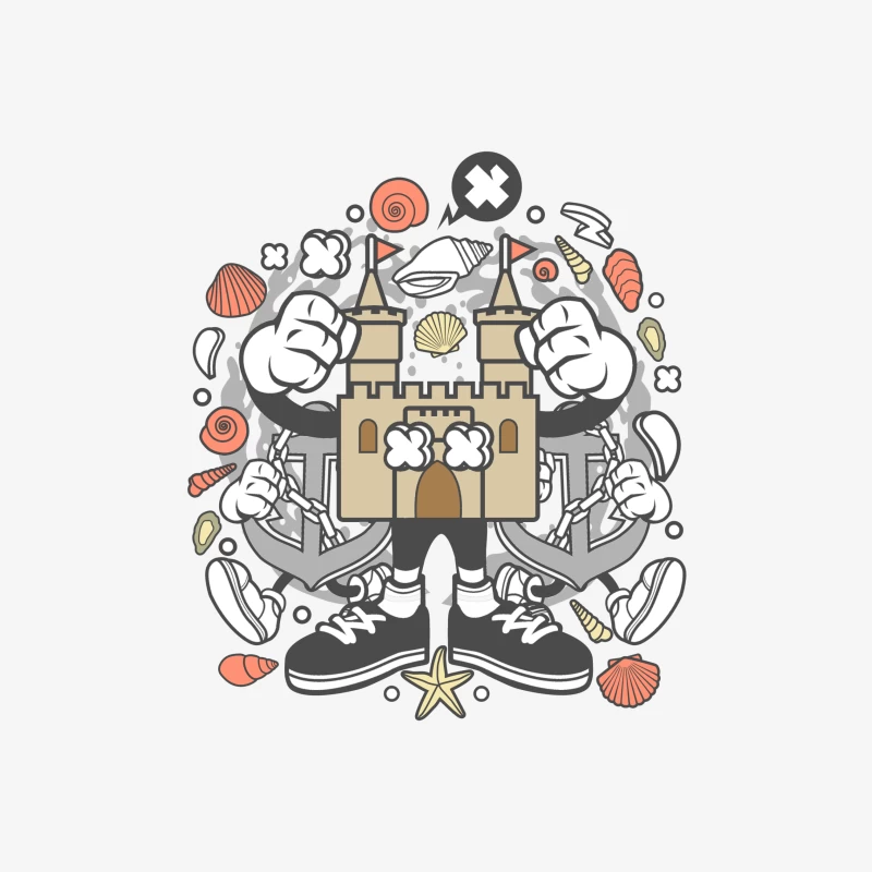 Château animé et éléments marins Homme Sweat-shirt à enfiler