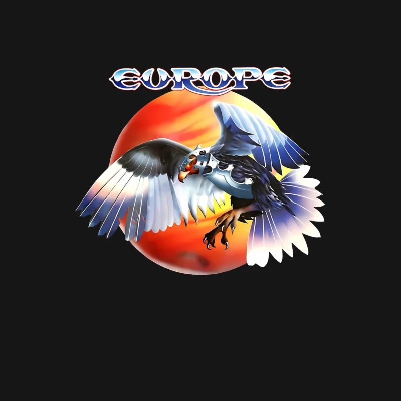 Europe Band Logo with Majestic Eagle Against Sunset Female Long Sleeve T-Shirt