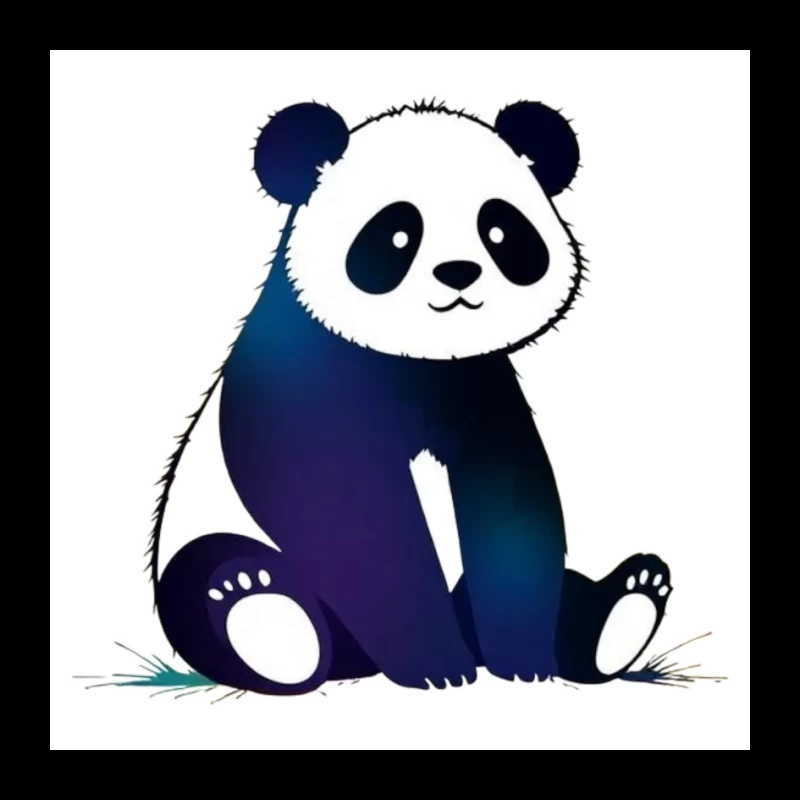 Cute Blue Gradient Cartoon Panda Illustration Pin