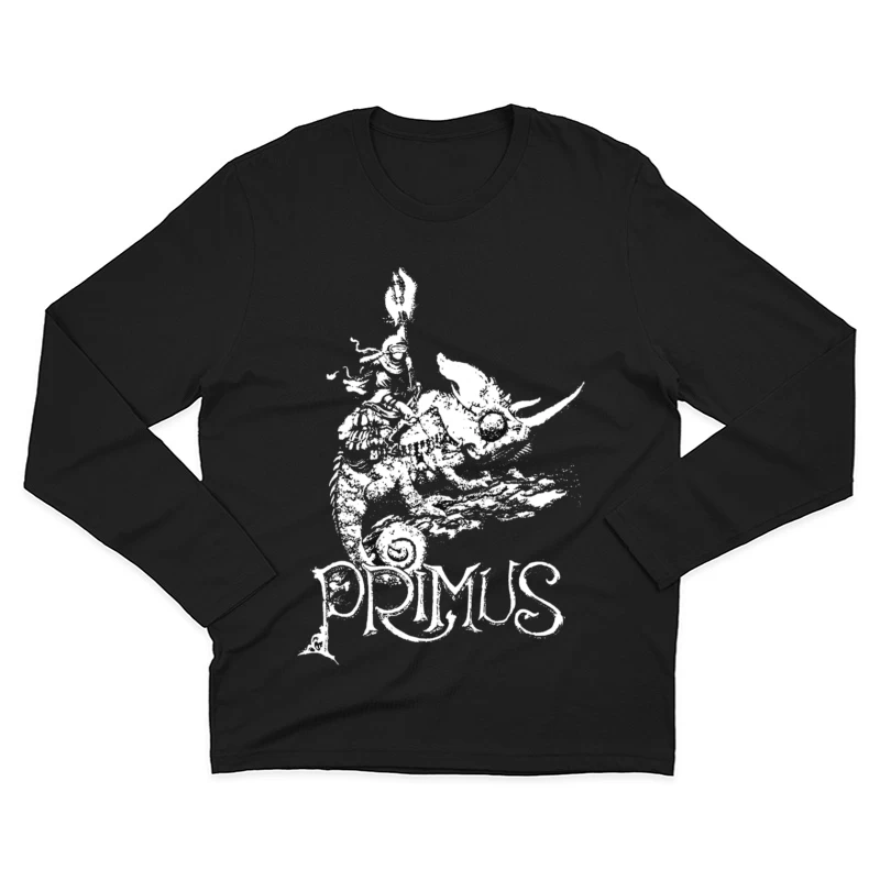 Abstract Swirling Typography: Primus Logo Design Male Long Sleeve T-Shirt