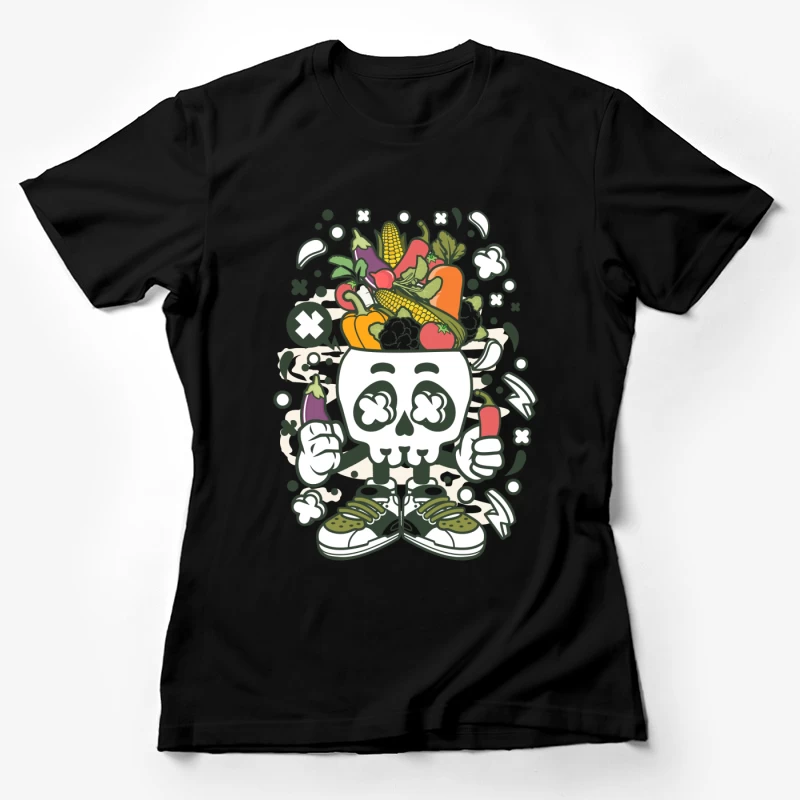Crâne amusant avec légumes colorés Femme T-Shirt