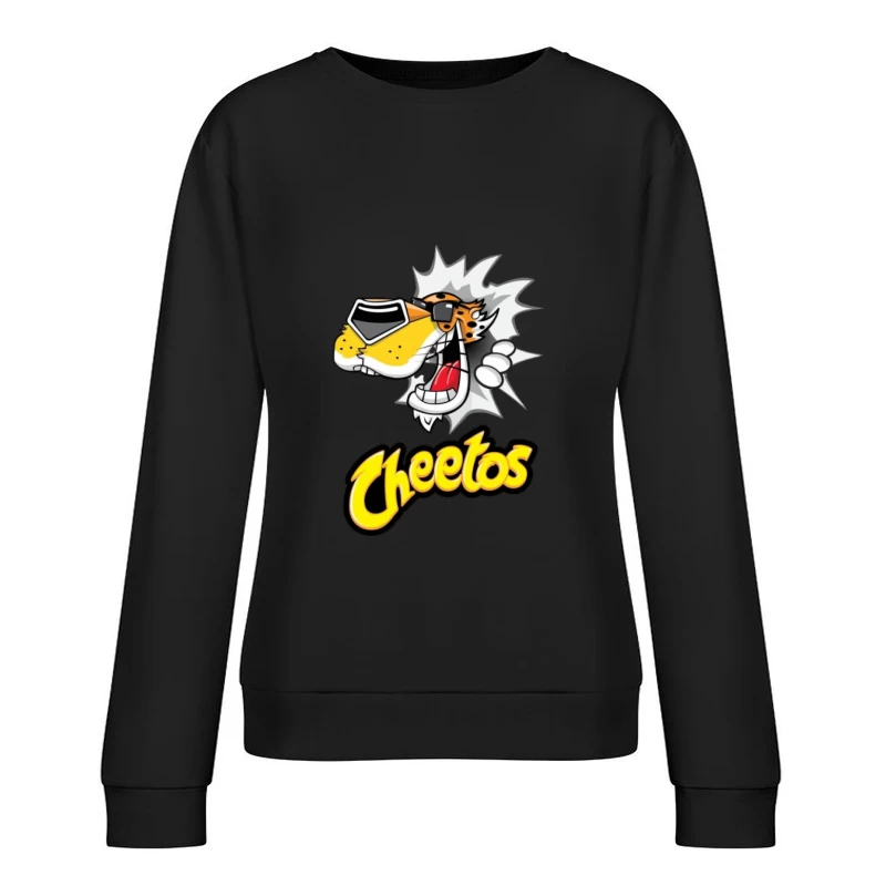Cheetos-Logo mit lustigem Gepardenmaskottchen Damen Pullover Sweatshirt