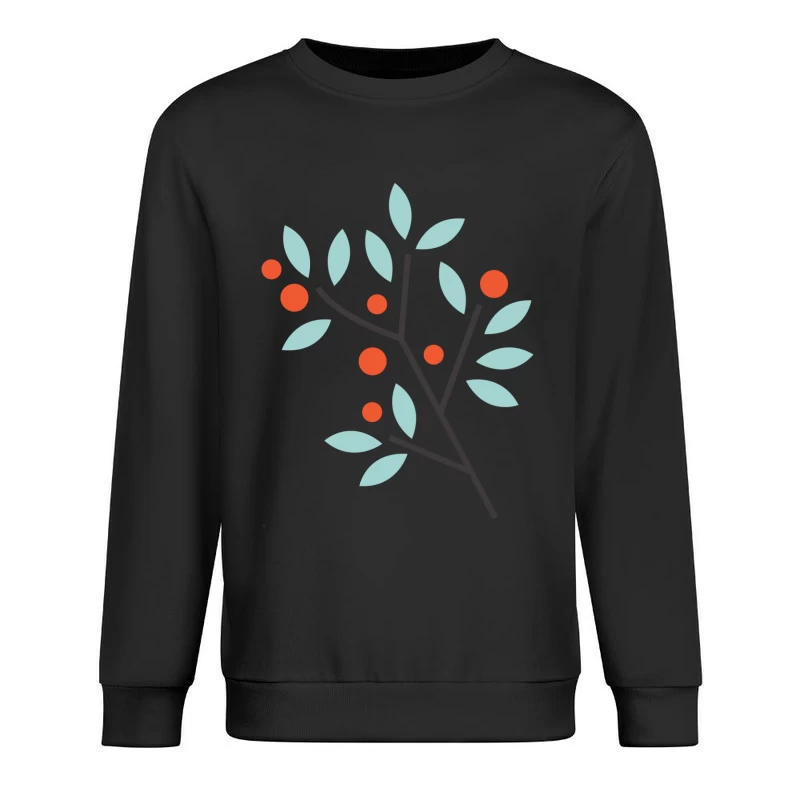 Branche stylisée avec baies rouges Homme Sweat-shirt à enfiler