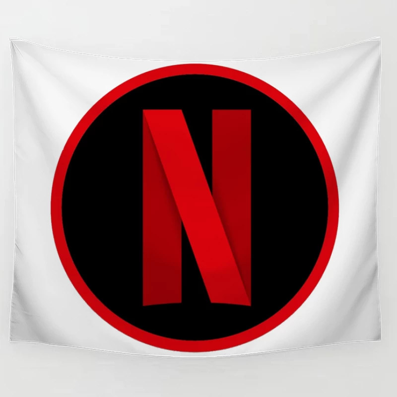 Netflix Streaming Service Logo in Red and Black Circle Tapestry