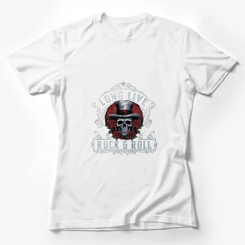 Long Live Rock and Roll Skull Design Female T-Shirt