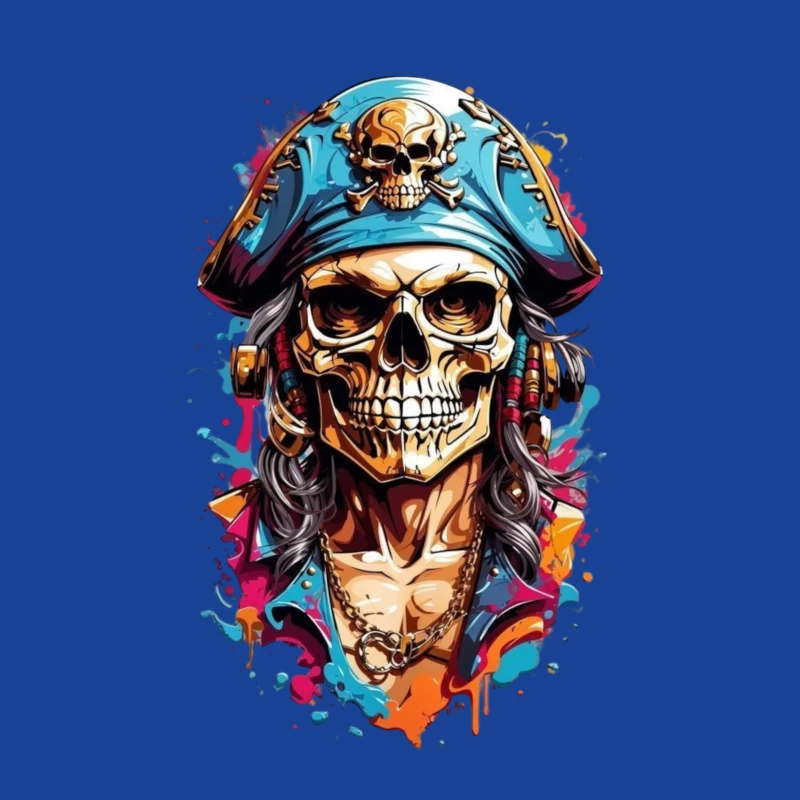 Stylized Pirate Skull Art Male T-Shirt